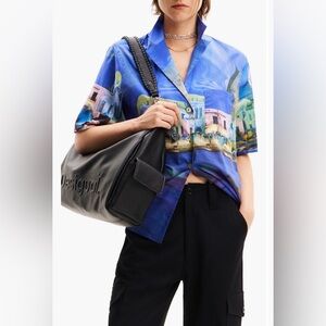 Desigual M Christian Lacroix Blue Resort Shirt, Size Large, NWT